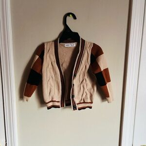 SHEIN Boy Beige and Brown Knit Cardigan